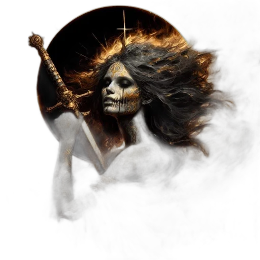 hair, staff, sword, mask transparent PNG cut-out