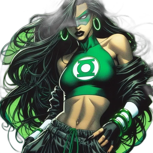 comic book art, concept art, fantasy art, green transparent PNG cut-out