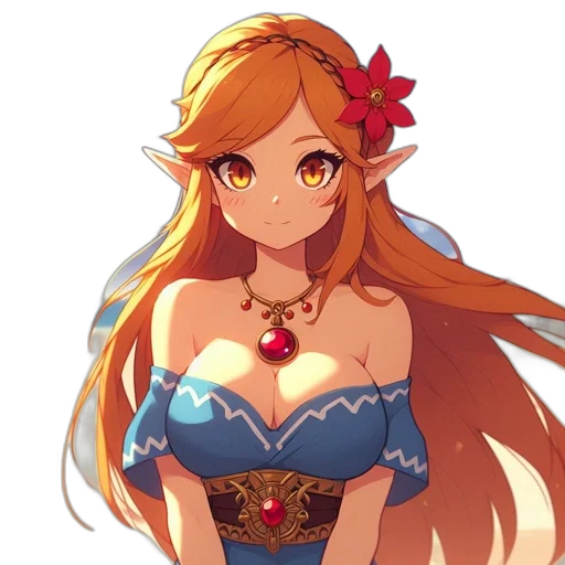 dress, crown, flower, staff transparent PNG cut-out