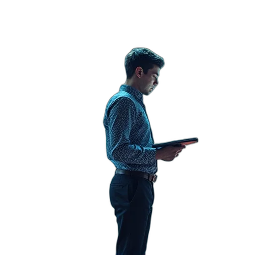 staff, jacket, robot, face transparent PNG cut-out