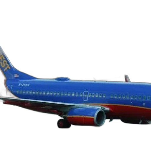 3d render, southwest, airlines, plane transparent PNG cut-out