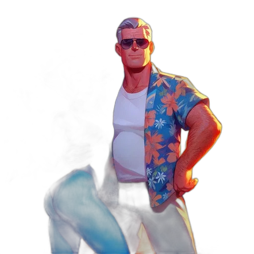 jacket, staff, vaporwave, concept art transparent PNG cut-out