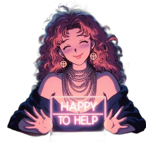 jewelry, jacket, hair, vaporwave transparent PNG cut-out