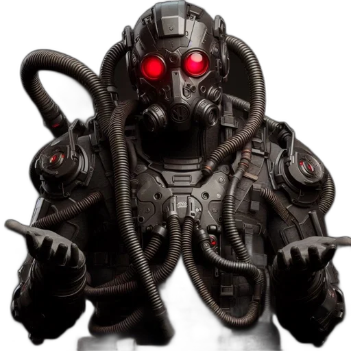 robot, mask, concept art, 3d render transparent PNG cut-out