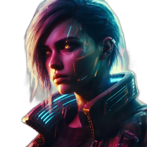 face, jacket, robot, cyberpunk transparent PNG cut-out