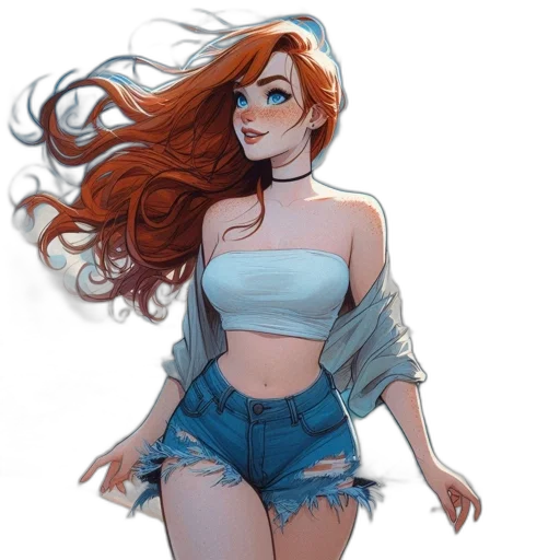 dress, jacket, hair, comic book art transparent PNG cut-out