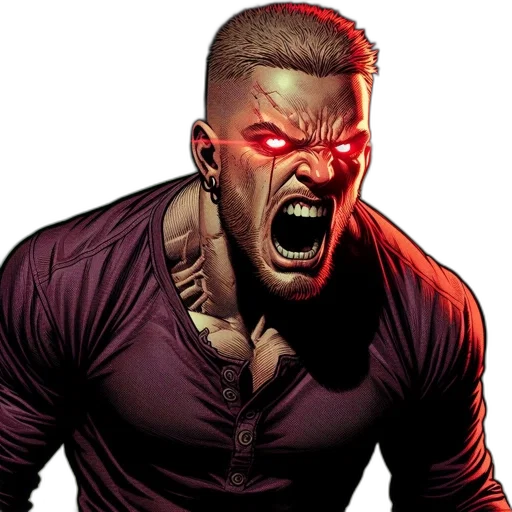 comic book art, concept art, muscular, man transparent PNG cut-out