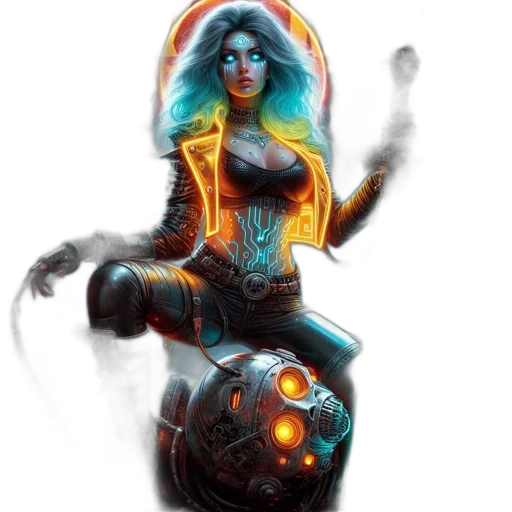 robot, concept art, fantasy art, cyberpunk transparent PNG cut-out