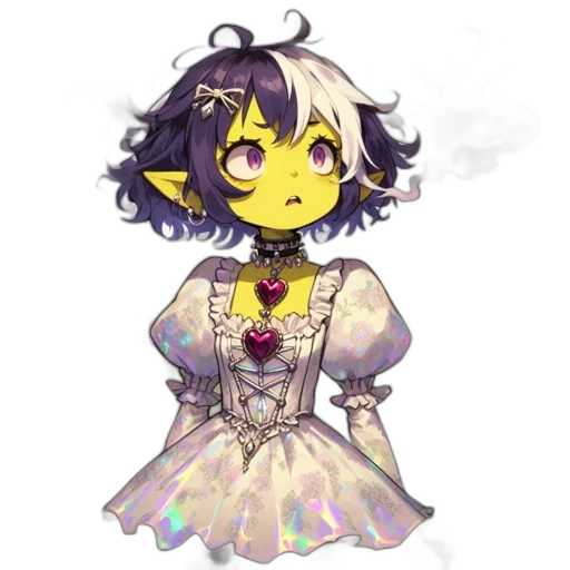 dress, staff, jewelry, creature transparent PNG cut-out