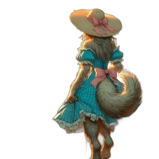 hat, dress, staff, animal transparent PNG cut-out
