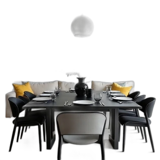 furniture, 3d render, monochrome, dark transparent PNG cut-out