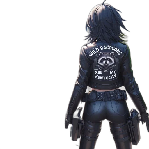 jacket, weapon, concept art, cyberpunk transparent PNG cut-out