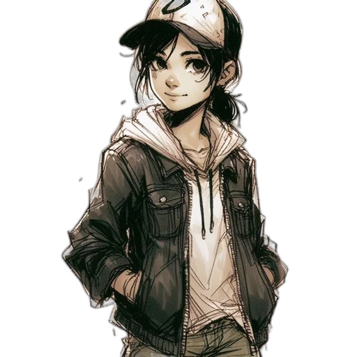 hat, jacket, face, staff transparent PNG cut-out