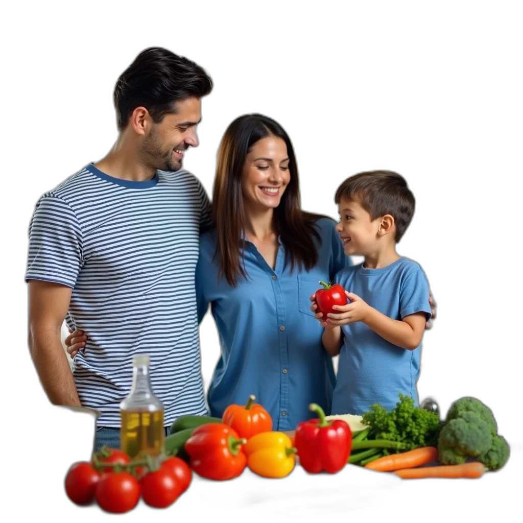 food, family, three, standing transparent PNG cut-out