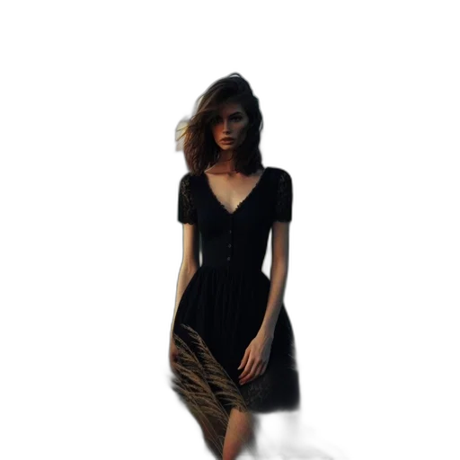 dress, jewelry, staff, hair transparent PNG cut-out