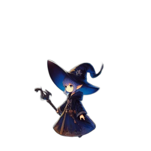 staff, hat, dress, weapon transparent PNG cut-out