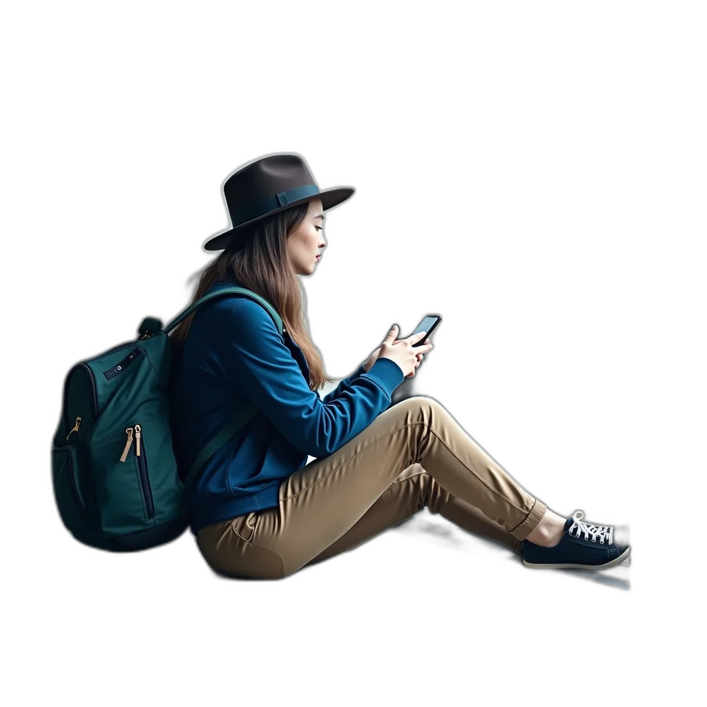 jacket, hat, umbrella, staff transparent PNG cut-out
