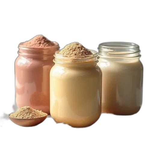 food, earth tones, four, jars transparent PNG cut-out