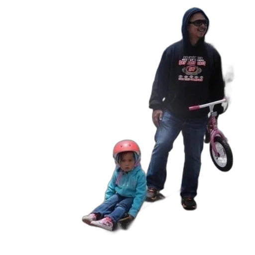 man, pushes, child, skateboard transparent PNG cut-out
