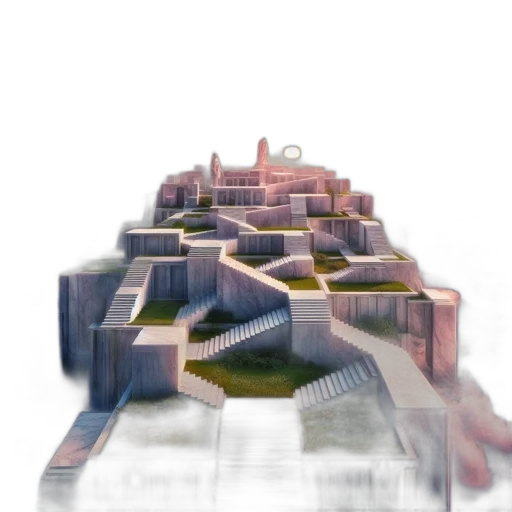 building, crown, robot, 3d render transparent PNG cut-out