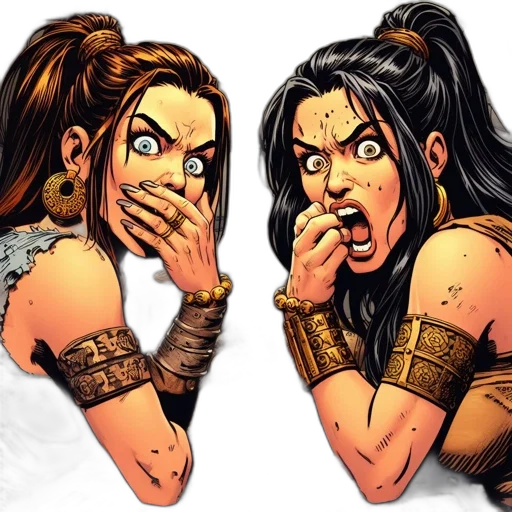 comic book art, concept art, fantasy art, two transparent PNG cut-out