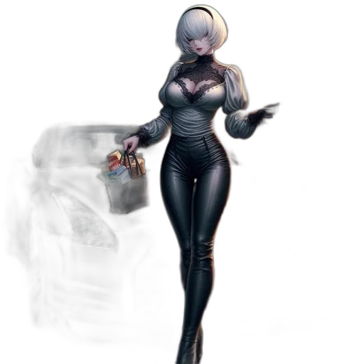 robot, dress, staff, weapon transparent PNG cut-out