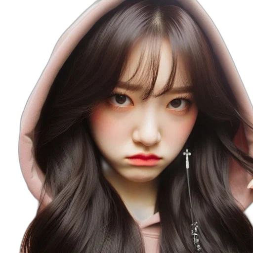 face, hair, photorealistic, oil painting transparent PNG cut-out