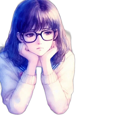 face, anime, photorealistic, watercolor transparent PNG cut-out