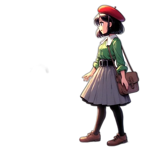 dress, hat, staff, weapon transparent PNG cut-out