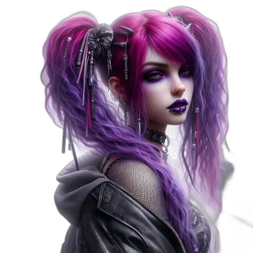 hair, jacket, robot, cyberpunk transparent PNG cut-out