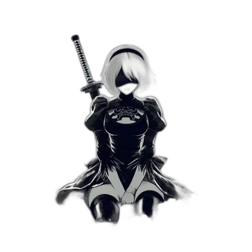 robot, weapon, sword, staff transparent PNG cut-out