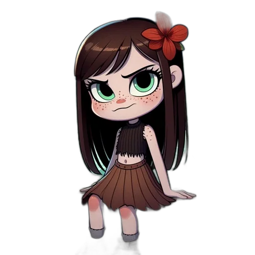 dress, creature, staff, flower transparent PNG cut-out