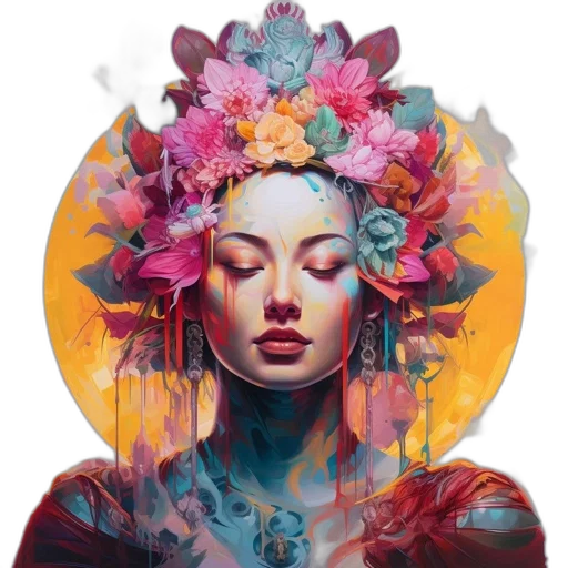 crown, face, flower, mask transparent PNG cut-out