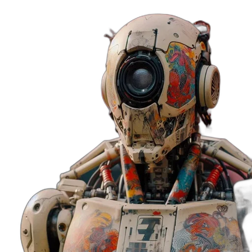 robot, cyberpunk, concept art, 3d render transparent PNG cut-out