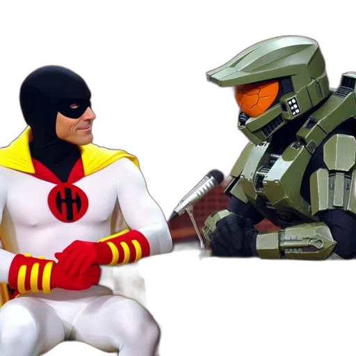 concept art, comic book art, 3d render, two transparent PNG cut-out