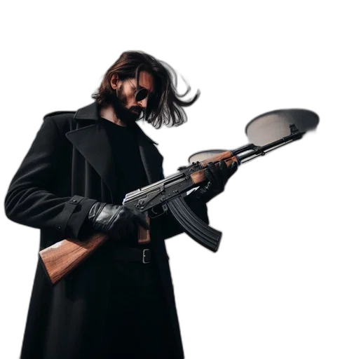 weapon, mask, staff, jacket transparent PNG cut-out