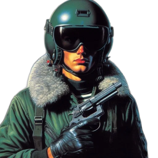 jacket, weapon, face, staff transparent PNG cut-out