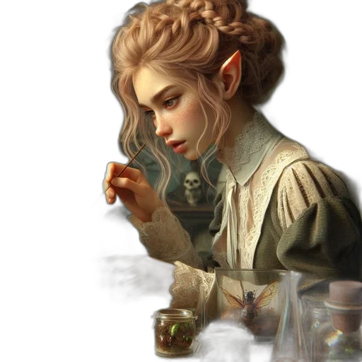 face, jewelry, staff, fantasy art transparent PNG cut-out