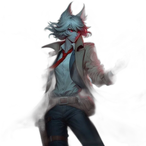 jacket, mask, staff, creature transparent PNG cut-out