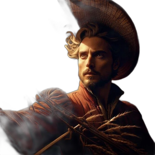 staff, hat, face, sword transparent PNG cut-out