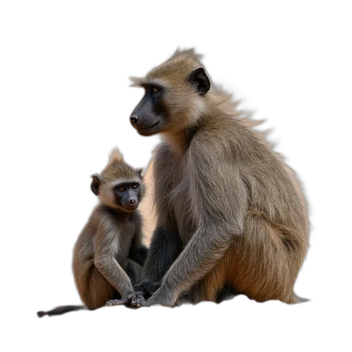 animal, staff, photorealistic, baboon transparent PNG cut-out