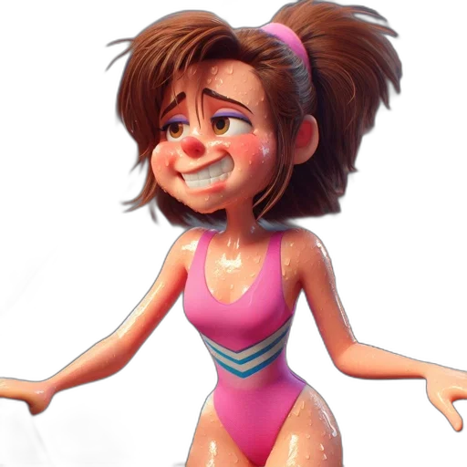 dress, face, 3d render, cartoon transparent PNG cut-out