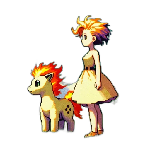 dragon, dress, staff, animal transparent PNG cut-out