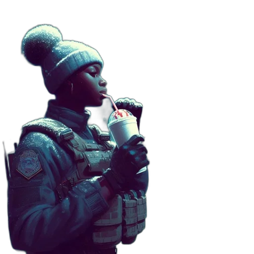 weapon, jacket, staff, hat transparent PNG cut-out