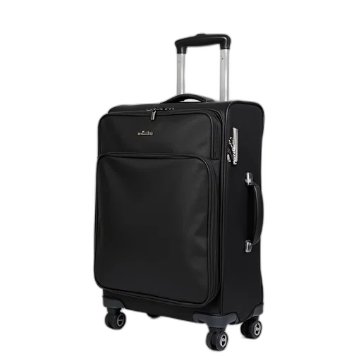 black, rectangular, wheeled, suitcase transparent PNG cut-out
