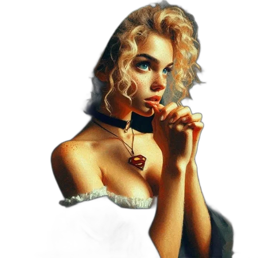 jewelry, dress, face, photorealistic transparent PNG cut-out
