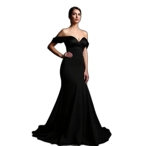 dress, dark, black, satin transparent PNG cut-out