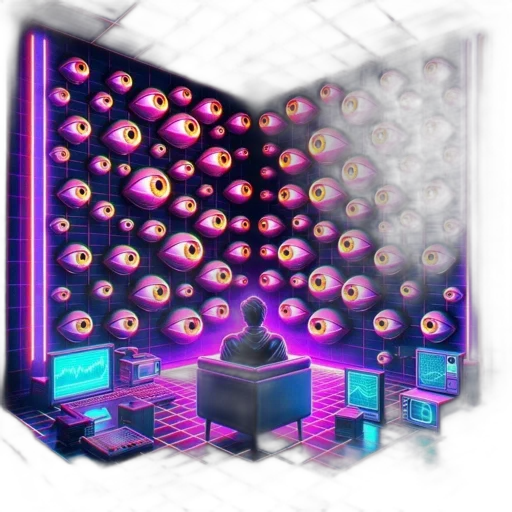 robot, staff, building, vaporwave transparent PNG cut-out