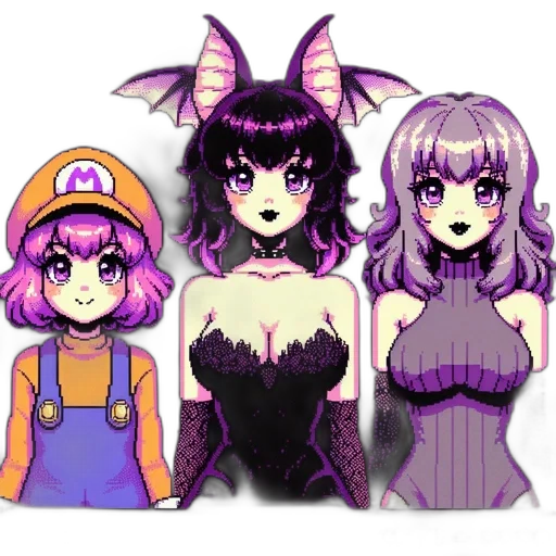 dress, hat, pixel art, anime transparent PNG cut-out