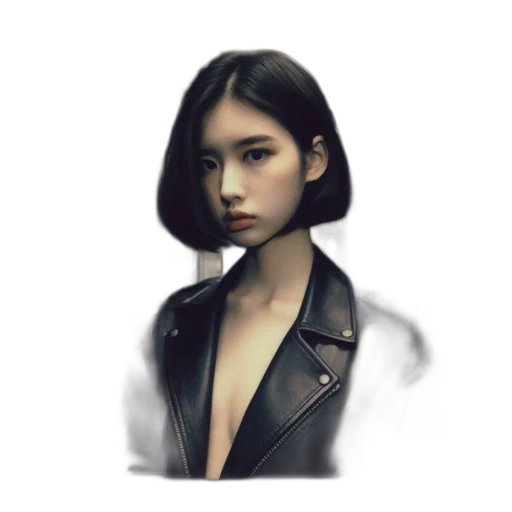 jacket, face, hair, jewelry transparent PNG cut-out